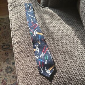 Navy Tool Patterned Tie